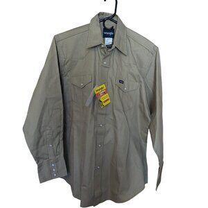 NEW Wrangler Workwear Cowboy Cut Pearl Snap Western Shirt Large Tall Gray